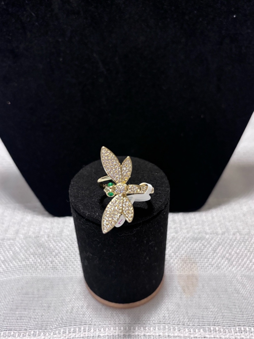 Gold Crystal Butterfly Ring with Green size 7